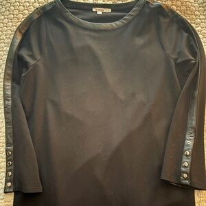 Chico, XL (3)  tunic top, black with leather accents